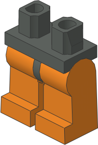 ~_Minifig Hips and Legs (Complete) Dark Grey/Orange (Obsolete)