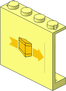 Panel  1 x  4 x  3 with Solid Studs and Yellow Box and Arrow Right Sticker