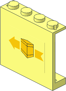 Panel  1 x  4 x  3 with Solid Studs and Yellow Box and Arrow Left Sticker