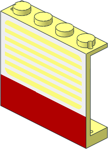 Panel  1 x  4 x  3 with Red Bar and White Grille Pattern
