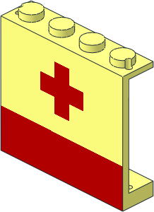 Panel  1 x  4 x  3 with Red Cross and Stripe Pattern