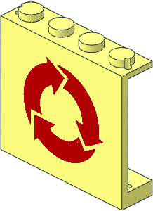 Panel  1 x  4 x  3 with Red Recycling Pattern