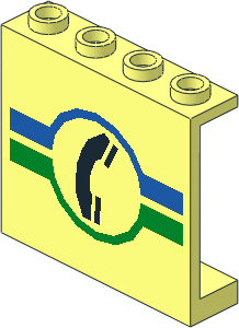 Panel  1 x  4 x  3 with Telephone in Blue/Green Circle Pattern