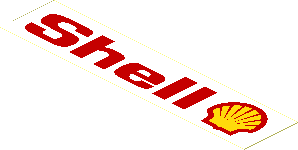 Sticker  1.3 x  5.9 with "Shell" and Shell Logo 1971 - Logo Right