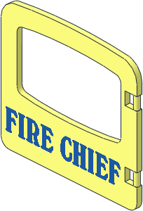 Duplo Door  1 x  4 x  3 with Arched Top with Large Window with Blue "FIRE CHIEF" Pattern