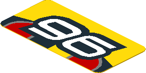 Sticker  1.0 x  1.9 with White "96" on Red/Yellow/Black