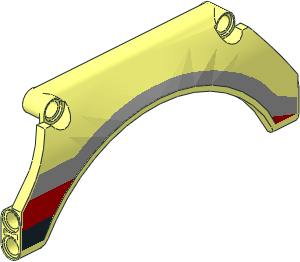 Technic Panel 13 x  2 x  5 Mudguard Arched #31 with Black/Red/Grey Horizontal Stripes Left Pattern