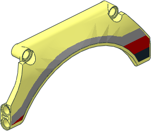 Technic Panel 13 x  2 x  5 Mudguard Arched #31 with Black/Red/Grey Horizontal Stripes Right Pattern