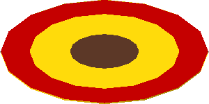 Sticker  1.8 x  1.8 Round with Brown, Yellow, Red Rings