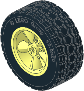 Wheel Rim 20 x 30 "Torq Thrust" with  5 Spokes and External Ribs with Tyre 20/ 48 x 30