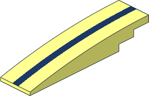 Slope Brick Curved  8 x  2 with Dark Blue Stripe on Top Surface Pattern