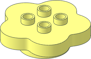 Duplo Plant Flower  4 x  4 x  1 with  5 Round Petals and  4 Top Studs