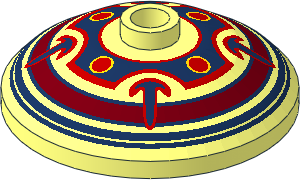 Dish  3 x  3 Inverted with Dark Blue, Dark Red and Red Oriental Pattern