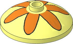 Dish  3 x  3 Inverted with Six Orange Flower Petals and Black Outline Pattern
