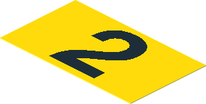Sticker  1.1 x  1.9 with Black Number "2" on Yellow Background