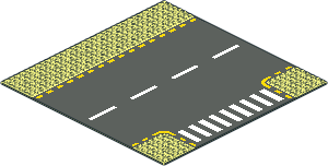 Baseplate 32 x 32 Road 6-Stud T-Junction with Yellow Road Edge and White Pedestrian Crossing Pattern
