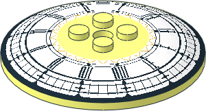 Dish  6 x  6 Inverted with Solid Studs with Clock with Roman Numerals Pattern