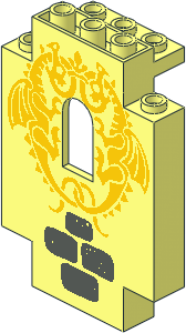 Panel  2 x  5 x  6 Wall with Yellow Dragons and Dark Grey Stones Pattern