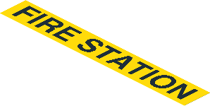 Sticker  1.1 x  7.9 with Black "FIRE STATION" on Yellow Background