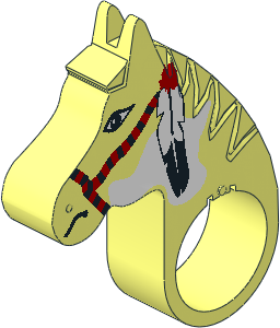 Animal Horse Head with Black/Red Tack and Feather Pattern