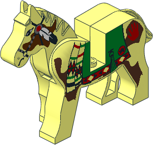 Animal Horse (Complete) with Green Blanket and Red Hand Pattern