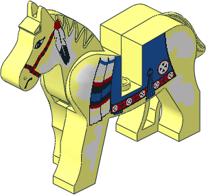 Animal Horse (Complete) Body with Blue Blanket and Red Circle Pattern