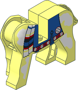 Animal Horse Body with Blue Blanket and Red Circle Pattern