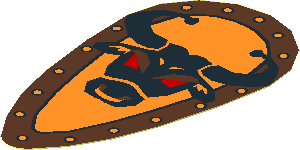 Sticker  3.5 x  1.9 Shield Ovoid Black Bull Head on Brown Border