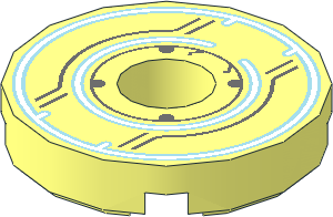 Tile  2 x  2 Round with Hole with Disc with Light Blue Ring Pattern