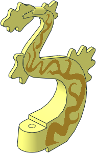 Animal Dragon Tail Oriental with Metallic Gold Pattern