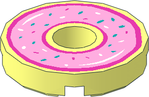Tile  2 x  2 Round with Hole with Doughnut with Bright Pink Icing and Sprinkles Pattern