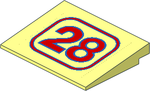 Slope Brick 10  6 x  8 with Red and Blue "28" on Transparent Background Sticker