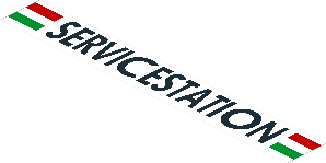 Sticker  1.1 x  8 with "SERVICESTATION" and Red/Green Stripes