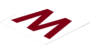 Sticker  1.7 x  1.7 with Dark_Red "M"