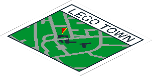 Sticker  3.5 x  3.9 with "LEGO TOWN" Map