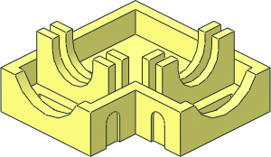 ~Technic Gearbox  3 x  3 x  1.667 Corner Base