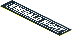 Sticker  0.8 x  3.9 with White on Black "Emerald Night"