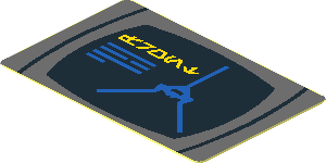 Sticker  1.1 x  1.7 with Aurebesh Characters "FRONT" and SW Imperial Shuttle Front View