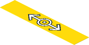 Sticker  0.8 x  3.8 with White Train Logo with Black Outline on Yellow Background