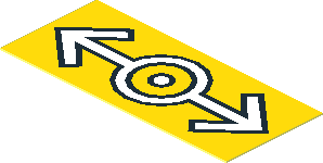 Sticker  0.8 x  1.8 with White Train Logo with Black Outline on Yellow Background