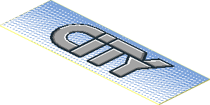 Sticker  0.9 x  2.8 with "CITY" on Blue Gradient Background