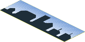 Sticker  0.9 x  2.8 with Black Skyline on Blue Gradient Background