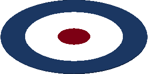 Sticker  1.6 x  1.6 Round with Red/White/DarkBlue Concentric Rings