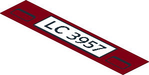 Sticker  0.8 x  3.8 DkRed with "LC 3957" License Plate