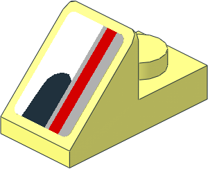 Slope Plate 45  2 x  1 with Red Line on Black, Grey and White Background Right Sticker