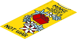 Sticker  3.7 x  1.7 with Flowers, Red LEGO Brick and "Make LEGO Models Not War"