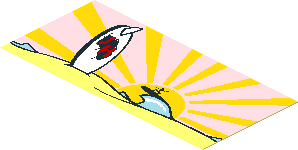 Sticker  1.7 x  3.7 with Beach, Surfboard and Sunset