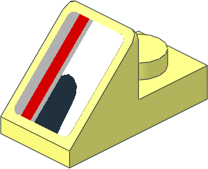 Slope Plate 45  2 x  1 with Red Line on Black, Grey and White Background Left Sticker