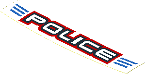 Sticker  1.0 x  4.0 with Black/Red "POLICE" on White/Blue Stripes (Formed)