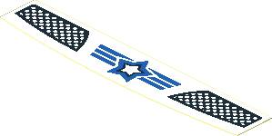 Sticker  1.0 x  4.0 with Black/Blue Star on Blue/White Stripes and Grilles